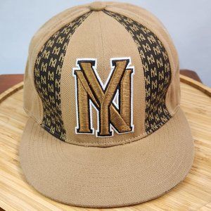 NY Logo Cap Head Global New York 0602 Hat Brown Black Fitted 7 1/8" 57.5 cm